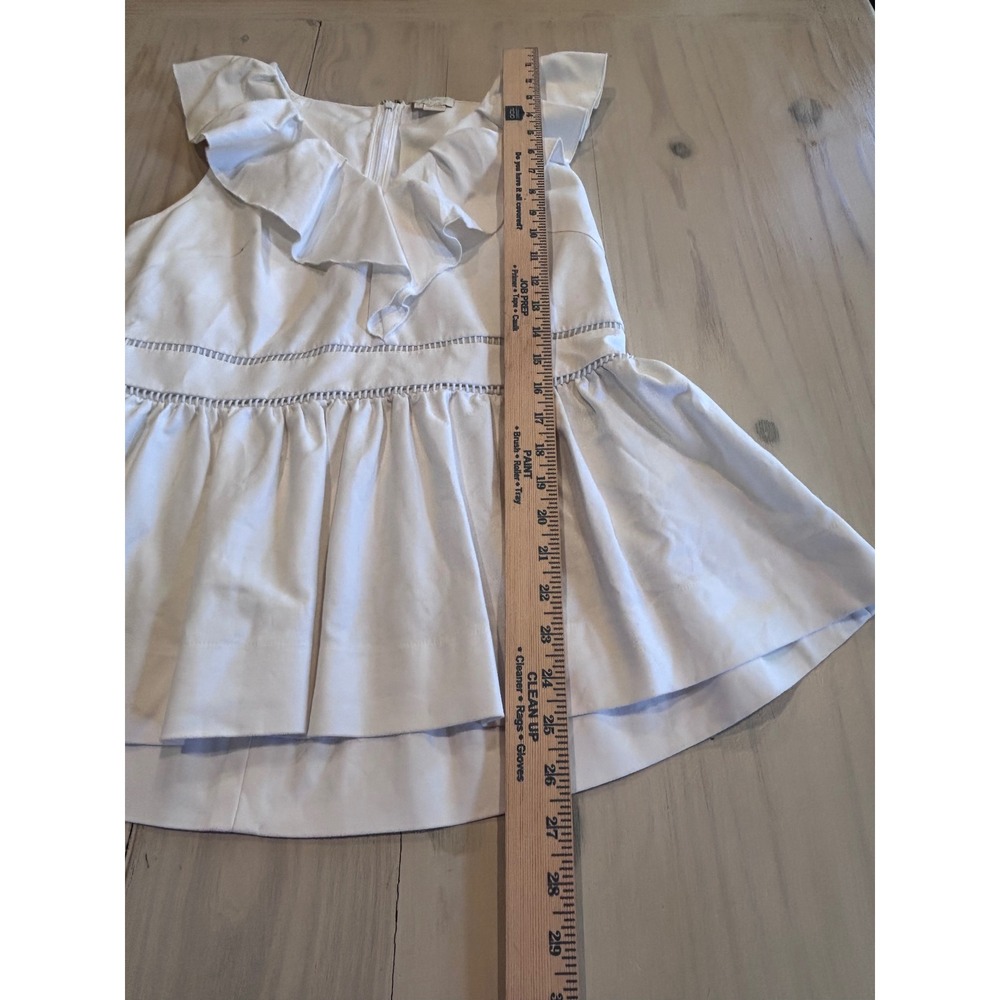 Kate Spade New York White Ruffle V-Neck Peplum Top Sleeveless Size 14 NJMU9053 - Picture 5 of 16
